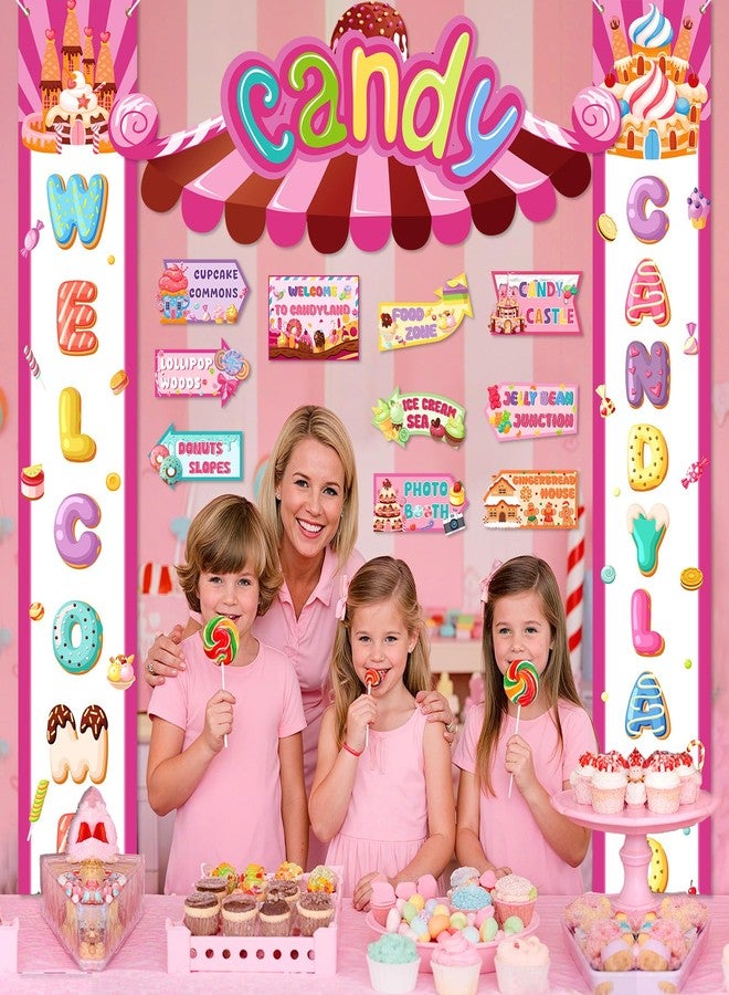 Woosytoo Candyland Party Decorations Welcome Candyland Door Banner Porch Sign Lollipop Paper Cutouts Sweet Candy Theme Party Supplies for Kids Candy Land Birthday Baby Shower Halloween Christmas Decor - Image 2